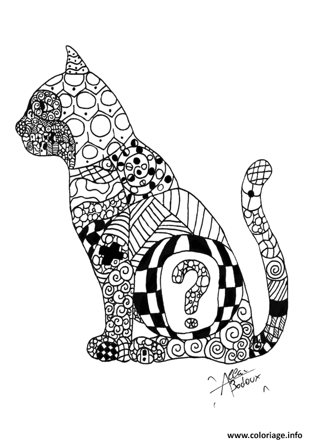 Coloriage Adulte Zentangle Cat  Dessin à Imprimer